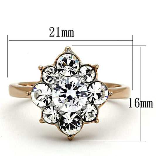 TK1168 - Two-Tone IP Rose Gold Stainless Steel Ring with AAA Grade CZ in Clear - Alamode - Flyclothing LLC
