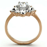 TK1168 - Two-Tone IP Rose Gold Stainless Steel Ring with AAA Grade CZ in Clear - Alamode - Flyclothing LLC