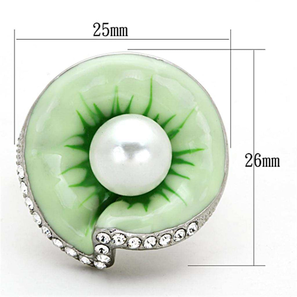 TK1171 - High polished (no plating) Stainless Steel Ring with Synthetic Pearl in White - Alamode - Flyclothing LLC