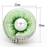 TK1171 - High polished (no plating) Stainless Steel Ring with Synthetic Pearl in White - Alamode - Flyclothing LLC