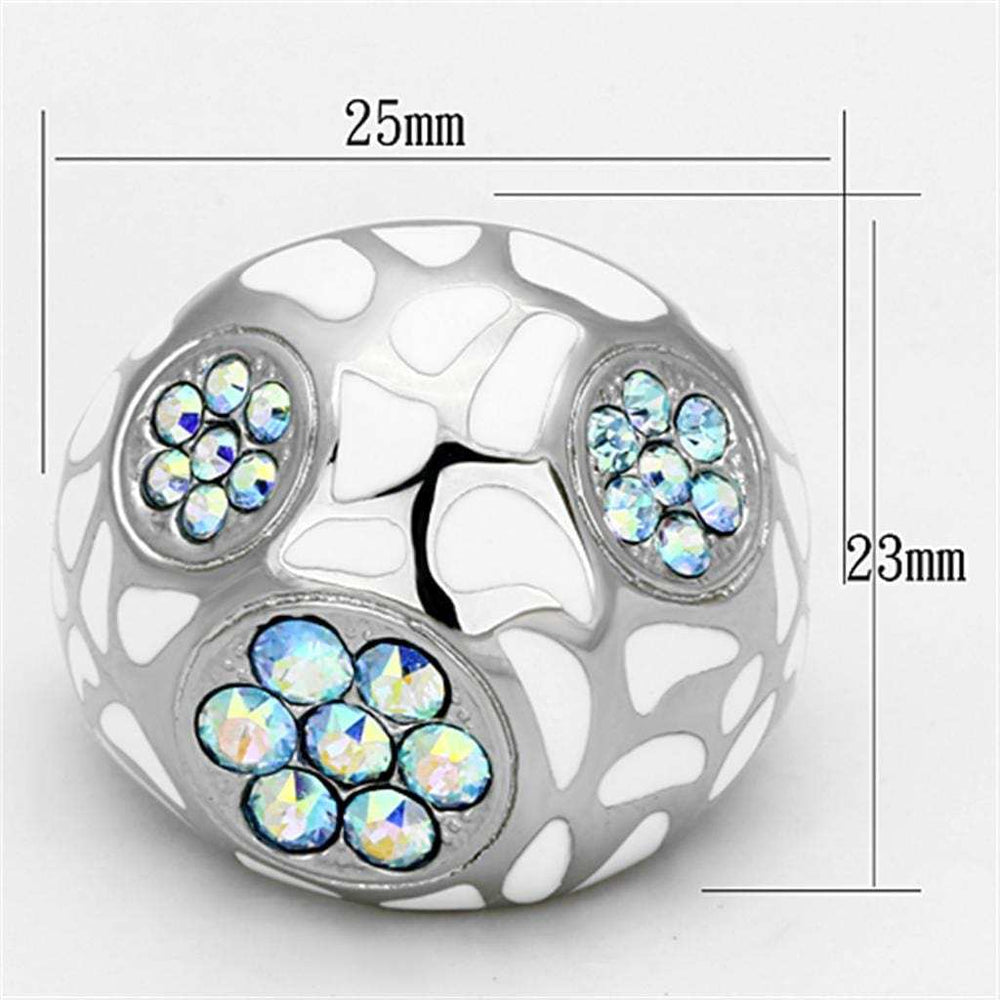 TK1172 - High polished (no plating) Stainless Steel Ring with Top Grade Crystal in Aquamarine AB - Alamode - Flyclothing LLC