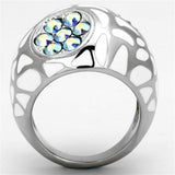 TK1172 - High polished (no plating) Stainless Steel Ring with Top Grade Crystal in Aquamarine AB - Alamode - Flyclothing LLC