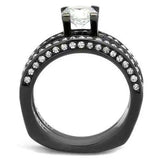 TK1175LJ - IP Light Black (IP Gun) Stainless Steel Ring with AAA Grade CZ in Clear - Alamode - Flyclothing LLC
