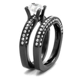 TK1175LJ - IP Light Black (IP Gun) Stainless Steel Ring with AAA Grade CZ in Clear - Alamode - Flyclothing LLC