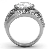 TK1176 - High polished (no plating) Stainless Steel Ring with AAA Grade CZ in Clear - Alamode - Flyclothing LLC
