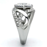 TK1176 - High polished (no plating) Stainless Steel Ring with AAA Grade CZ in Clear - Alamode - Flyclothing LLC