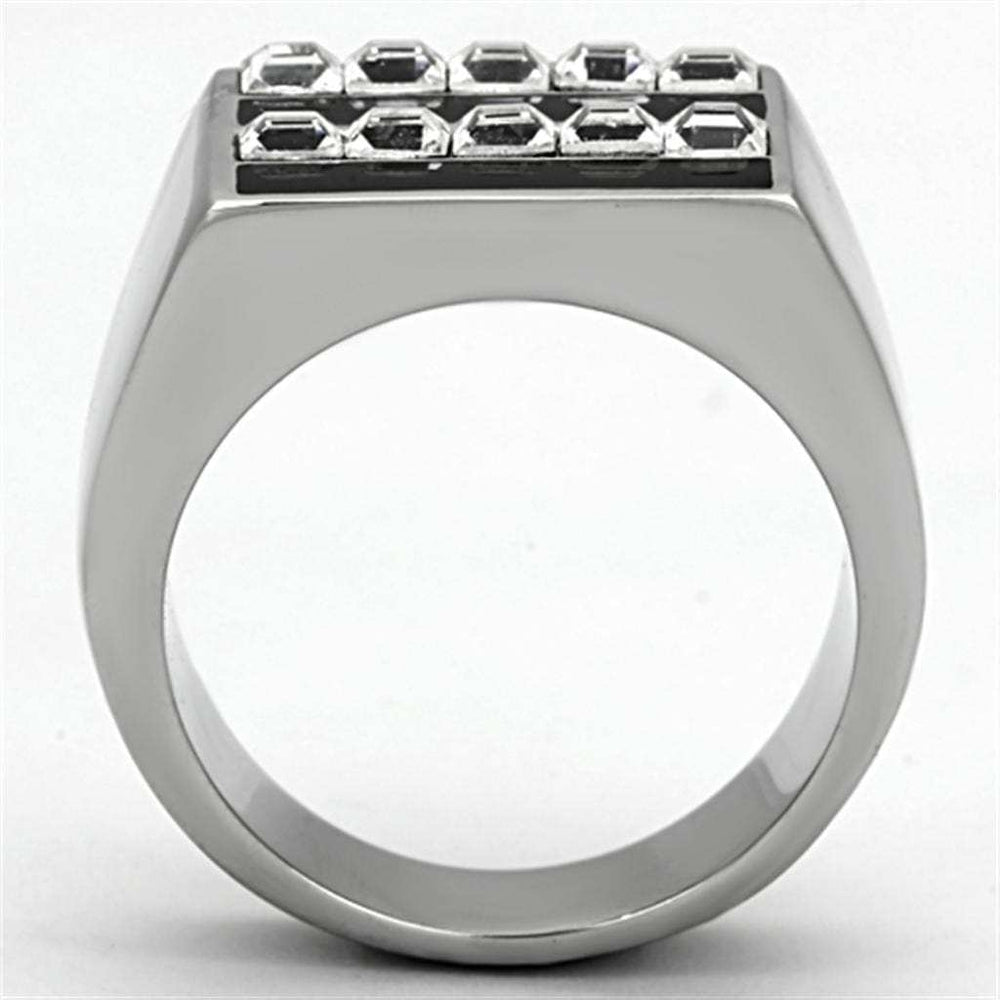 TK1177 - High polished (no plating) Stainless Steel Ring with Top Grade Crystal in Clear - Alamode - Flyclothing LLC