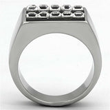 TK1177 - High polished (no plating) Stainless Steel Ring with Top Grade Crystal in Clear - Alamode - Flyclothing LLC