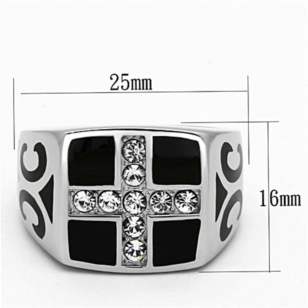 TK1179 - High polished (no plating) Stainless Steel Ring with Top Grade Crystal in Clear - Alamode - Flyclothing LLC