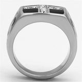 TK1179 - High polished (no plating) Stainless Steel Ring with Top Grade Crystal in Clear - Alamode - Flyclothing LLC