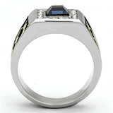 TK1180 - Two-Tone IP Gold (Ion Plating) Stainless Steel Ring with Top Grade Crystal in Montana - Alamode - Flyclothing LLC