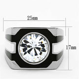 TK1181 - High polished (no plating) Stainless Steel Ring with Top Grade Crystal in Clear - Alamode - Flyclothing LLC
