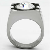 TK1181 - High polished (no plating) Stainless Steel Ring with Top Grade Crystal in Clear - Alamode - Flyclothing LLC