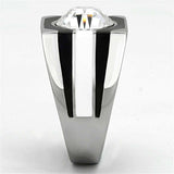 TK1181 - High polished (no plating) Stainless Steel Ring with Top Grade Crystal in Clear - Alamode - Flyclothing LLC
