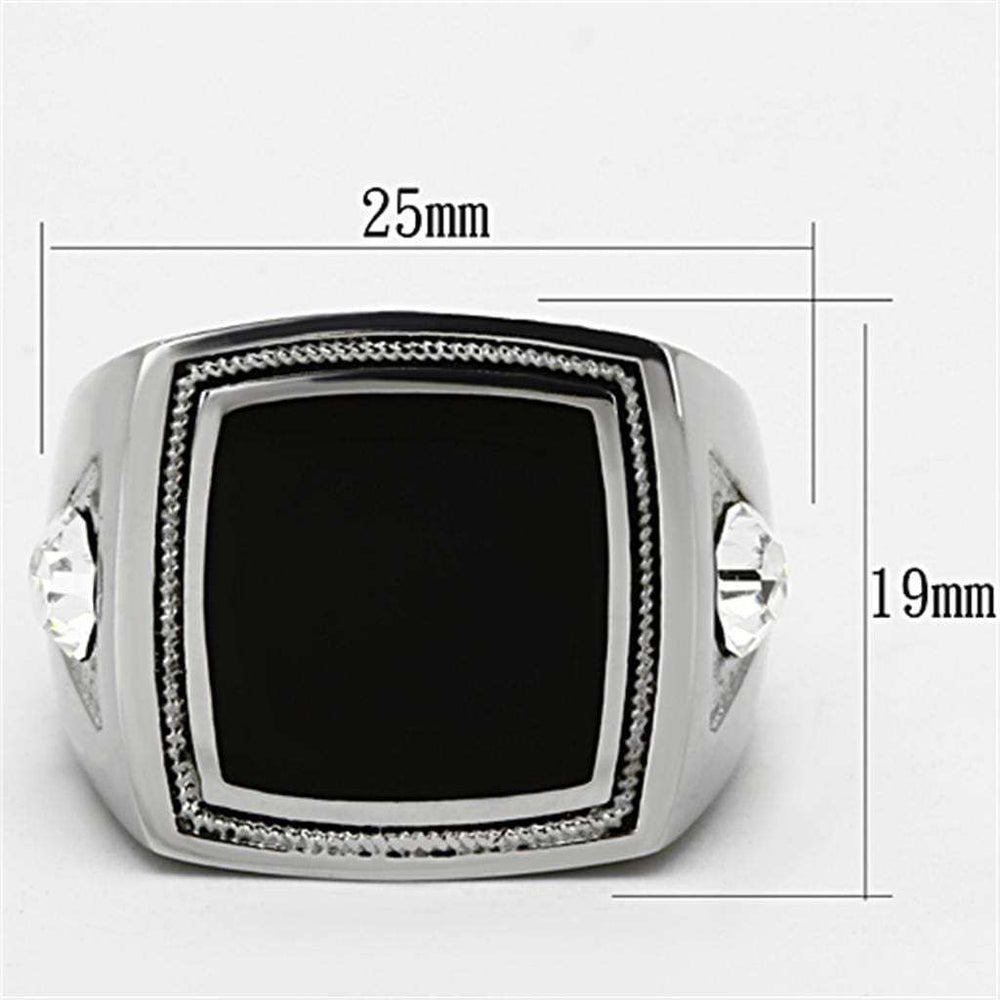 TK1182 - High polished (no plating) Stainless Steel Ring with Top Grade Crystal in Clear - Alamode - Flyclothing LLC