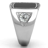 TK1182 - High polished (no plating) Stainless Steel Ring with Top Grade Crystal in Clear - Alamode - Flyclothing LLC