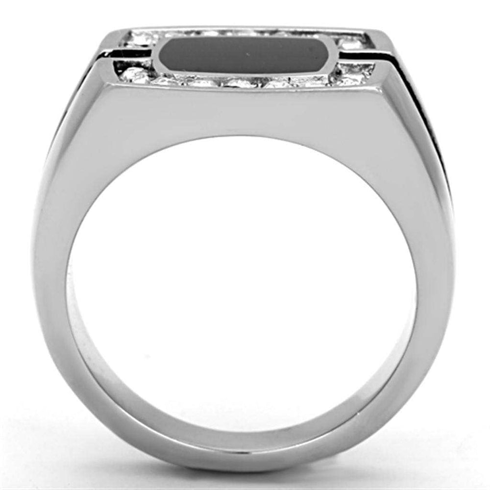 TK1183 - High polished (no plating) Stainless Steel Ring with Top Grade Crystal in Clear - Alamode - Flyclothing LLC