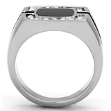 TK1183 - High polished (no plating) Stainless Steel Ring with Top Grade Crystal in Clear - Alamode - Flyclothing LLC