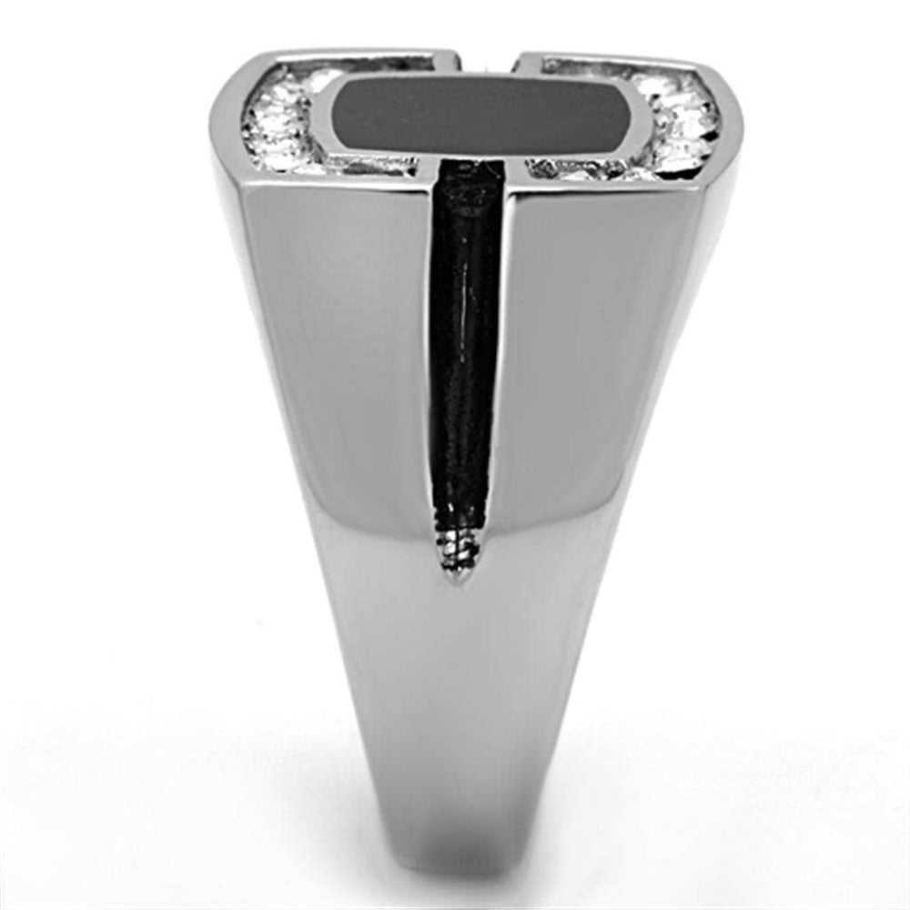 TK1183 - High polished (no plating) Stainless Steel Ring with Top Grade Crystal in Clear - Alamode - Flyclothing LLC