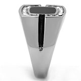 TK1183 - High polished (no plating) Stainless Steel Ring with Top Grade Crystal in Clear - Alamode - Flyclothing LLC