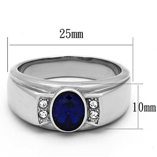 TK1184 - High polished (no plating) Stainless Steel Ring with Synthetic Synthetic Glass in Montana - Alamode - Flyclothing LLC