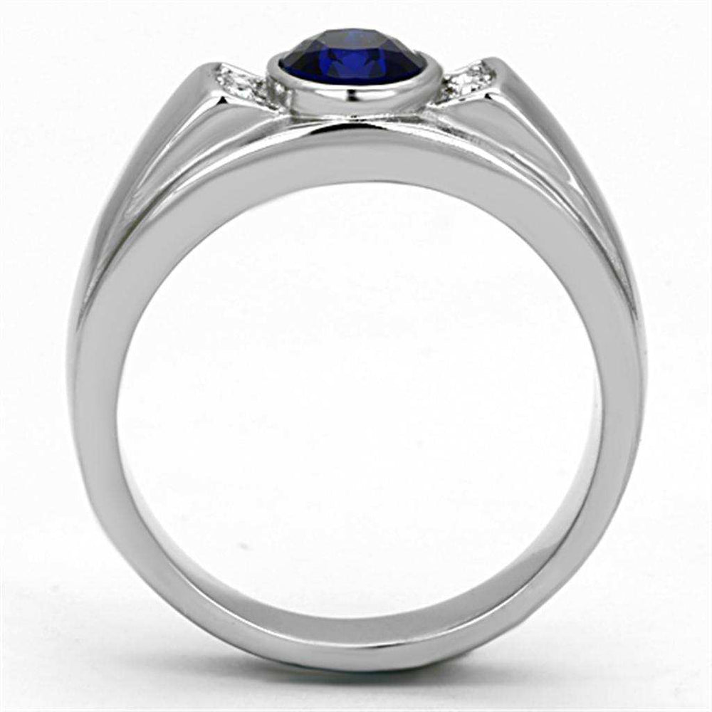 TK1184 - High polished (no plating) Stainless Steel Ring with Synthetic Synthetic Glass in Montana - Alamode - Flyclothing LLC