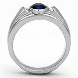 TK1184 - High polished (no plating) Stainless Steel Ring with Synthetic Synthetic Glass in Montana - Alamode - Flyclothing LLC