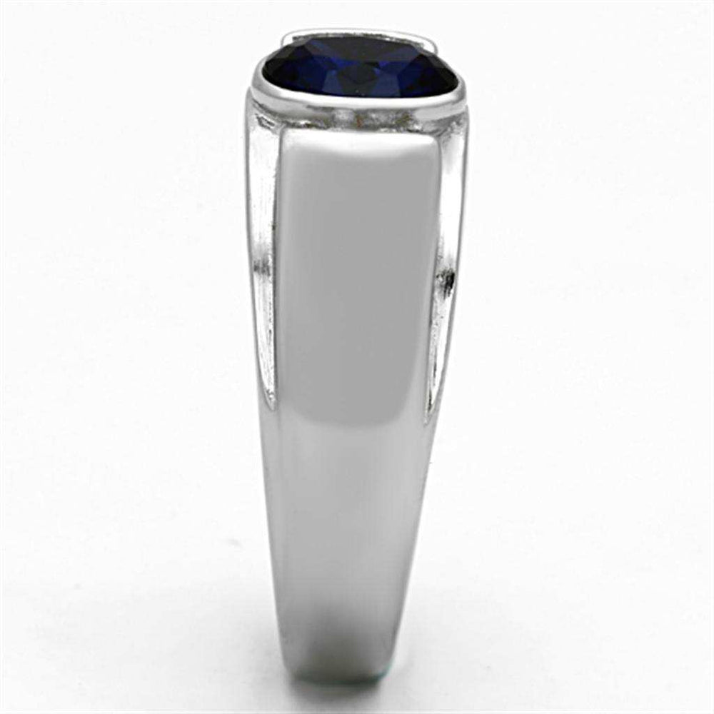 TK1184 - High polished (no plating) Stainless Steel Ring with Synthetic Synthetic Glass in Montana - Alamode - Flyclothing LLC