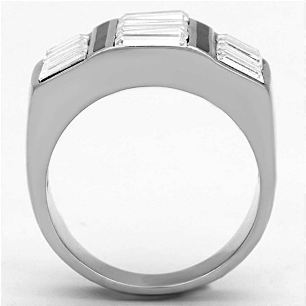 TK1185 - High polished (no plating) Stainless Steel Ring with Top Grade Crystal in Clear - Alamode - Flyclothing LLC