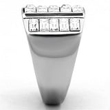 TK1185 - High polished (no plating) Stainless Steel Ring with Top Grade Crystal in Clear - Alamode - Flyclothing LLC