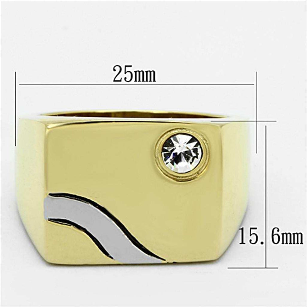 TK1186 - Two-Tone IP Gold (Ion Plating) Stainless Steel Ring with Top Grade Crystal in Clear - Alamode - Flyclothing LLC