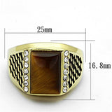 TK1187 - IP Gold(Ion Plating) Stainless Steel Ring with Synthetic Tiger Eye in Topaz - Alamode - Flyclothing LLC