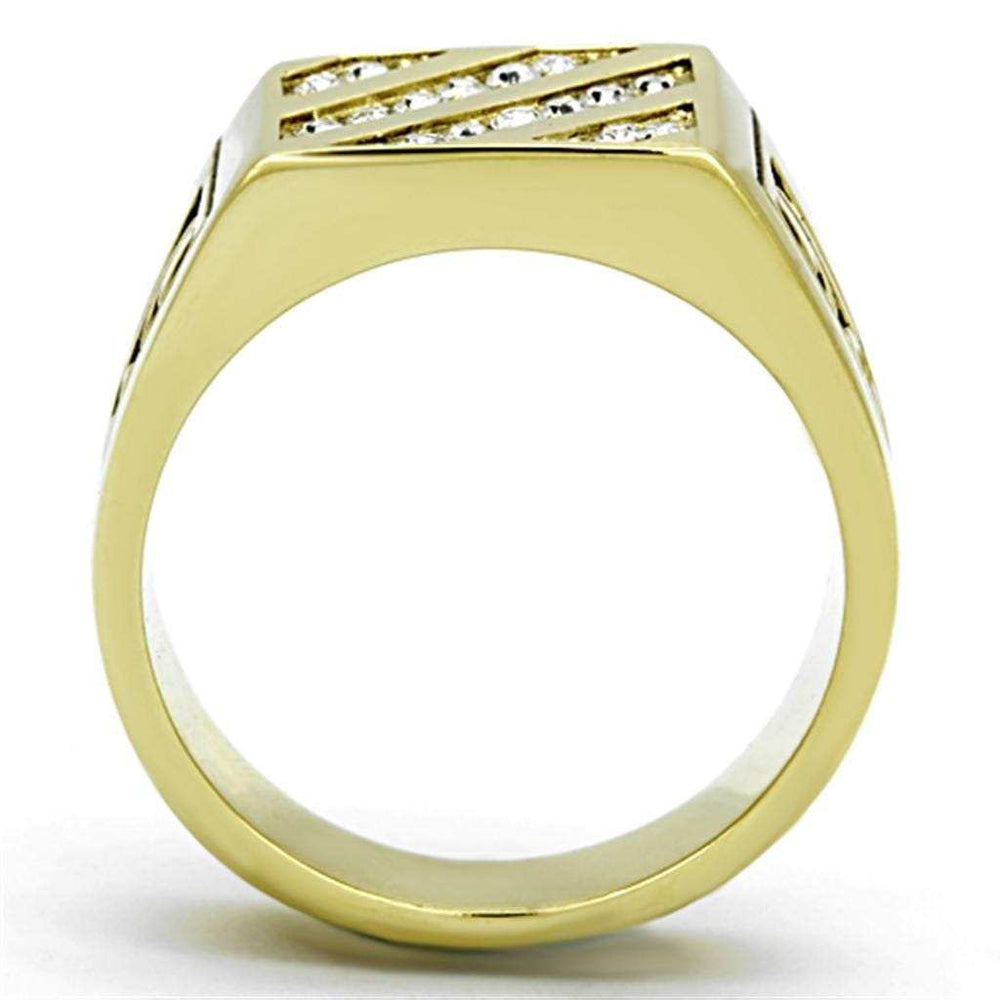 TK1189 - IP Gold(Ion Plating) Stainless Steel Ring with Top Grade Crystal in Clear - Alamode - Flyclothing LLC