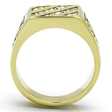 TK1189 - IP Gold(Ion Plating) Stainless Steel Ring with Top Grade Crystal in Clear - Alamode - Flyclothing LLC