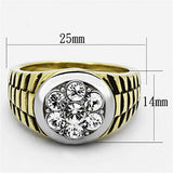TK1191 - Two-Tone IP Gold (Ion Plating) Stainless Steel Ring with Top Grade Crystal in Clear - Alamode - Flyclothing LLC