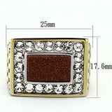 TK1194 - Two-Tone IP Gold (Ion Plating) Stainless Steel Ring with Synthetic Twinkling in Topaz - Alamode - Flyclothing LLC