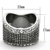 TK1198 - High polished (no plating) Stainless Steel Ring with Top Grade Crystal in Clear - Alamode - Flyclothing LLC