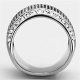 TK1198 - High polished (no plating) Stainless Steel Ring with Top Grade Crystal in Clear - Alamode - Flyclothing LLC