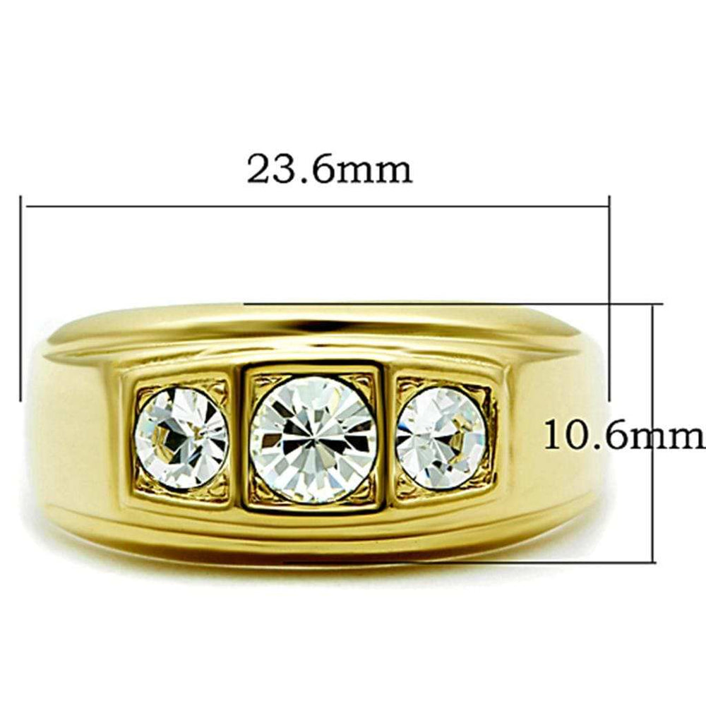TK119G - IP Gold(Ion Plating) Stainless Steel Ring with Top Grade Crystal in Clear - Alamode - Flyclothing LLC