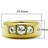 TK119G - IP Gold(Ion Plating) Stainless Steel Ring with Top Grade Crystal in Clear - Alamode - Flyclothing LLC