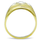 TK119G - IP Gold(Ion Plating) Stainless Steel Ring with Top Grade Crystal in Clear - Alamode - Flyclothing LLC