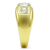 TK119G - IP Gold(Ion Plating) Stainless Steel Ring with Top Grade Crystal in Clear - Alamode - Flyclothing LLC