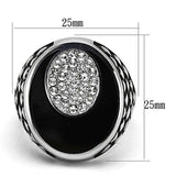 TK1200 - High polished (no plating) Stainless Steel Ring with Top Grade Crystal in Clear - Alamode - Flyclothing LLC