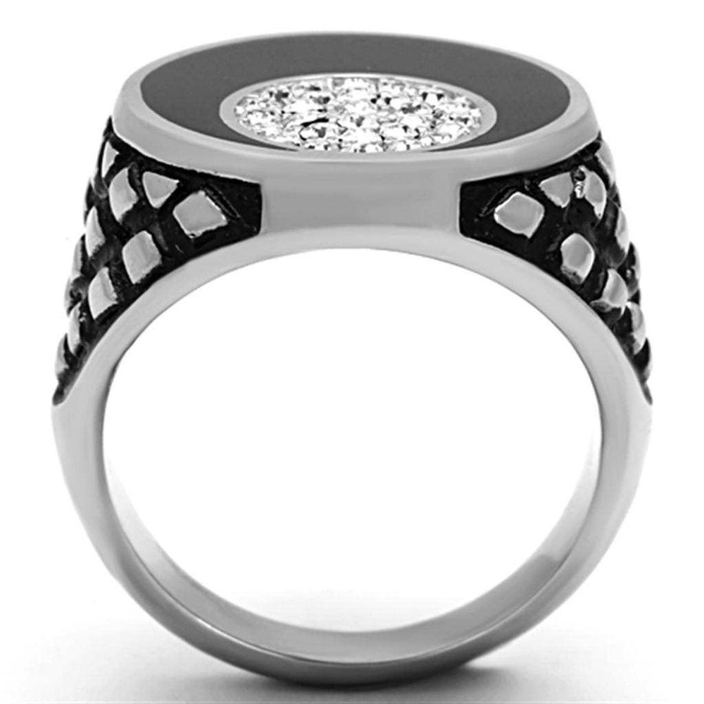 TK1200 - High polished (no plating) Stainless Steel Ring with Top Grade Crystal in Clear - Alamode - Flyclothing LLC