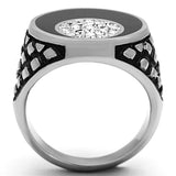 TK1200 - High polished (no plating) Stainless Steel Ring with Top Grade Crystal in Clear - Alamode - Flyclothing LLC