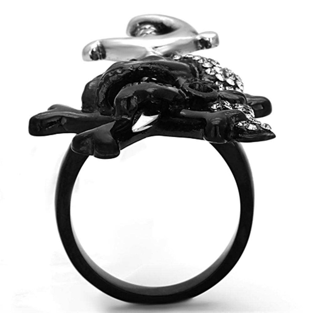 TK1204 - Two-Tone IP Black Stainless Steel Ring with Top Grade Crystal in Black Diamond - Alamode - Flyclothing LLC