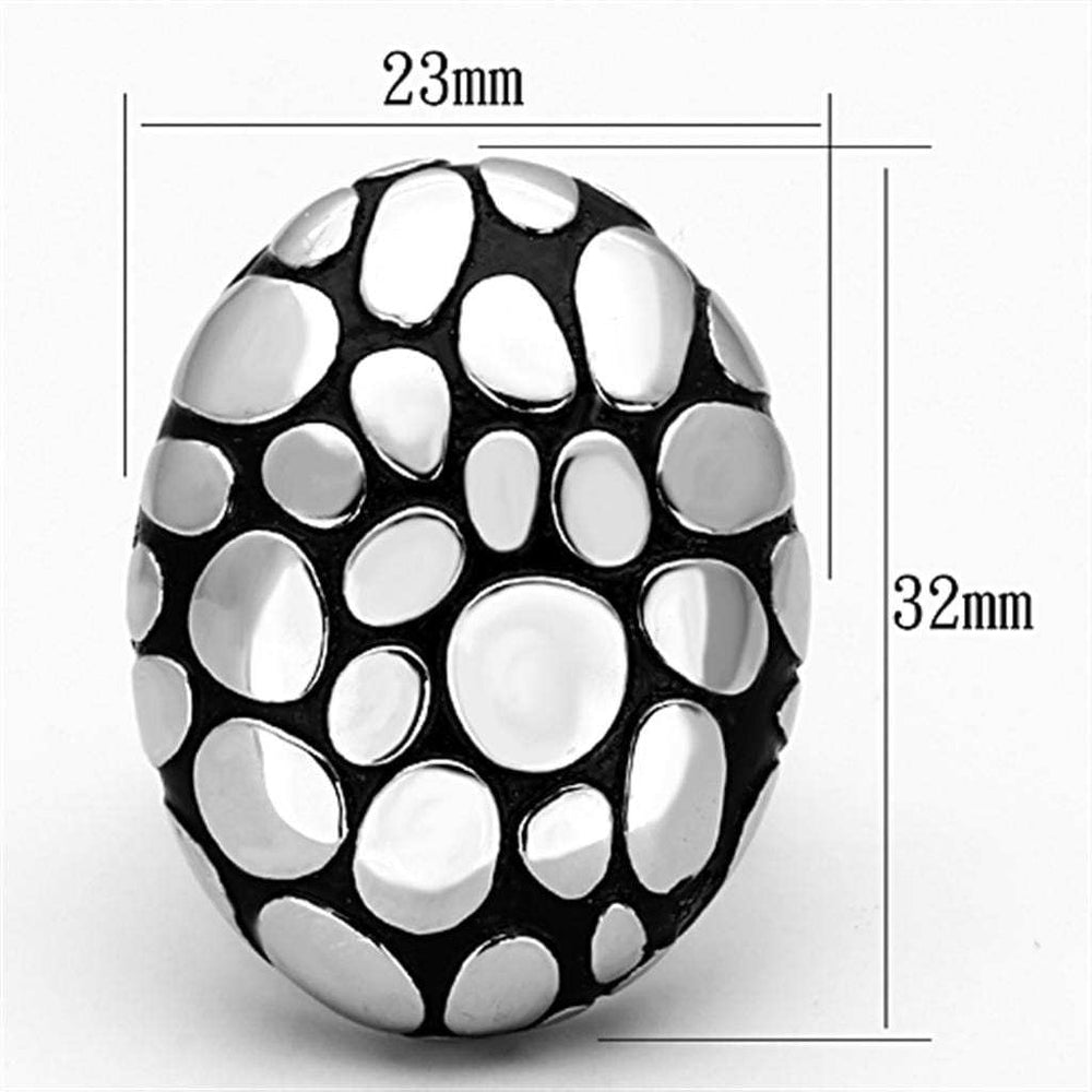 TK1208 - High polished (no plating) Stainless Steel Ring with Epoxy in Jet - Alamode - Flyclothing LLC