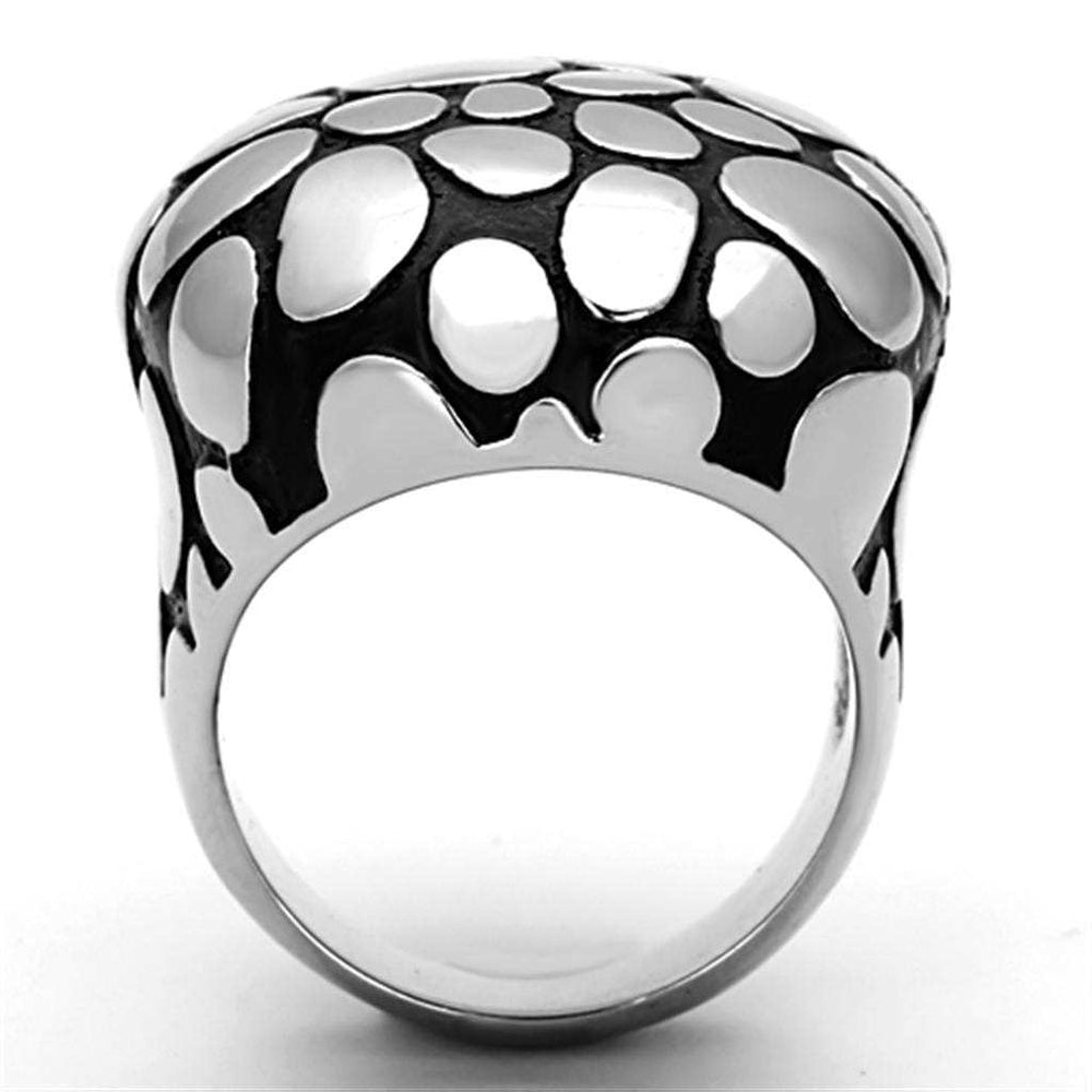TK1208 - High polished (no plating) Stainless Steel Ring with Epoxy in Jet - Alamode - Flyclothing LLC
