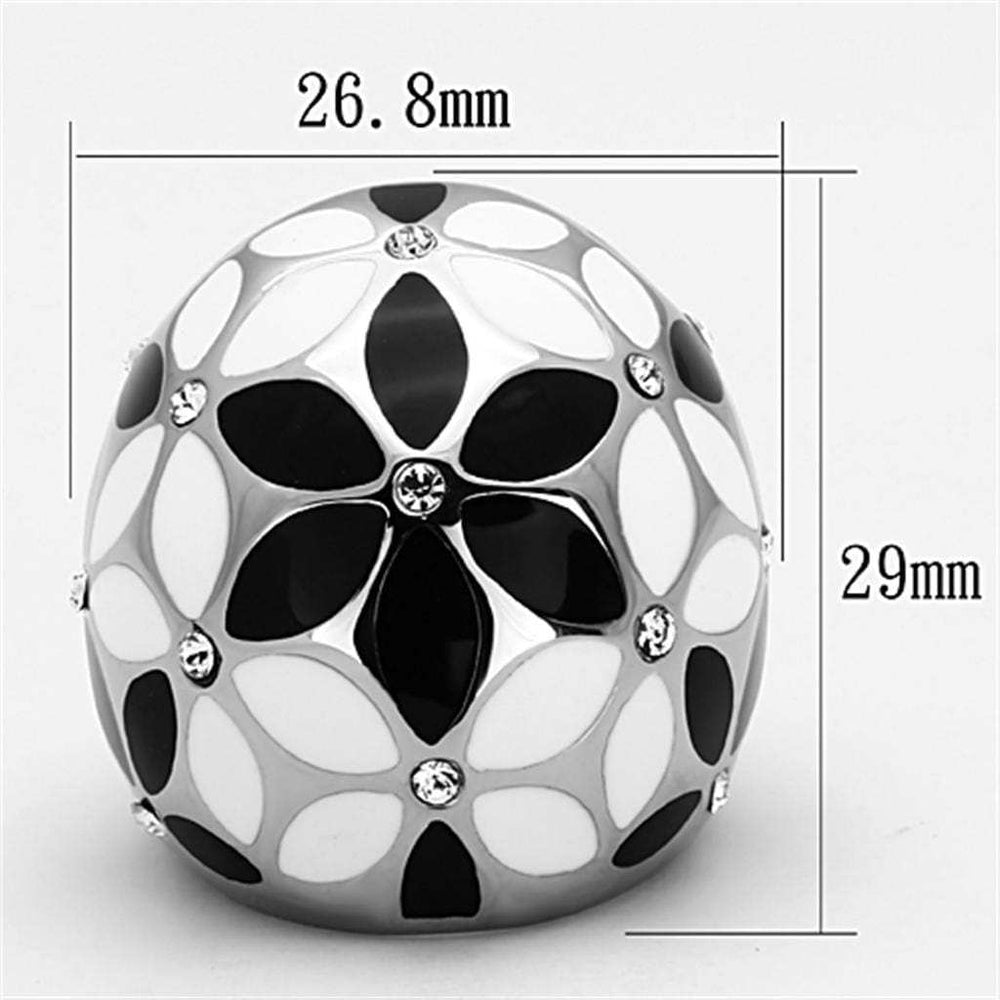 TK1210 - High polished (no plating) Stainless Steel Ring with Top Grade Crystal in Clear - Alamode - Flyclothing LLC