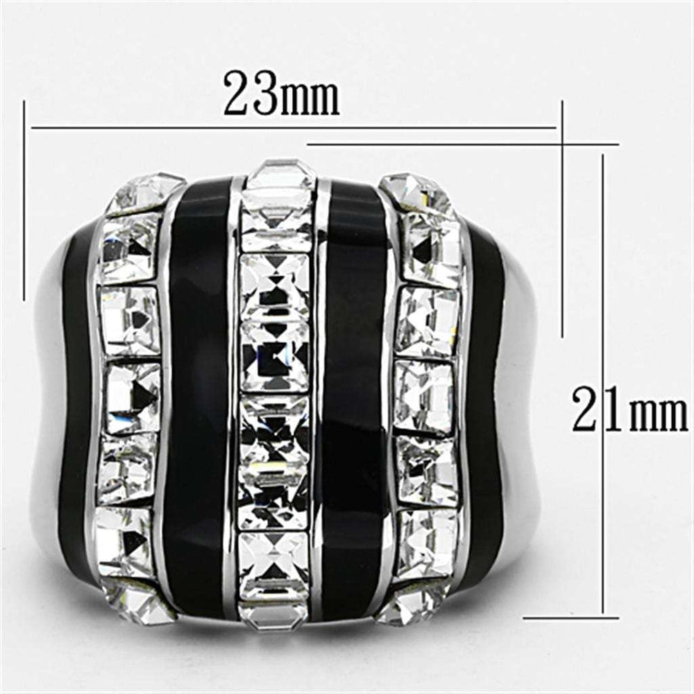 TK1213 - High polished (no plating) Stainless Steel Ring with Top Grade Crystal in Clear - Alamode - Flyclothing LLC